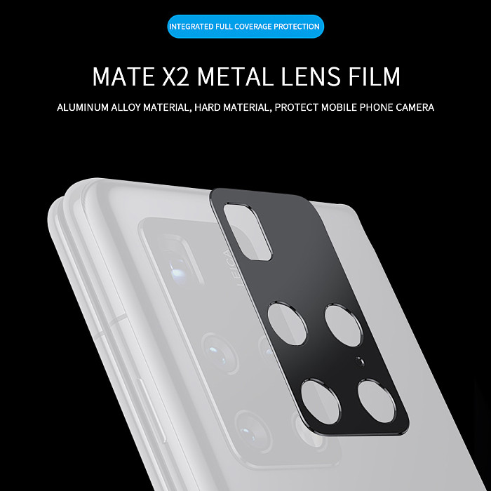 FCLUO Rear Camera Lens Metal Case Tempered Glass Protector for Huawei Mate X2