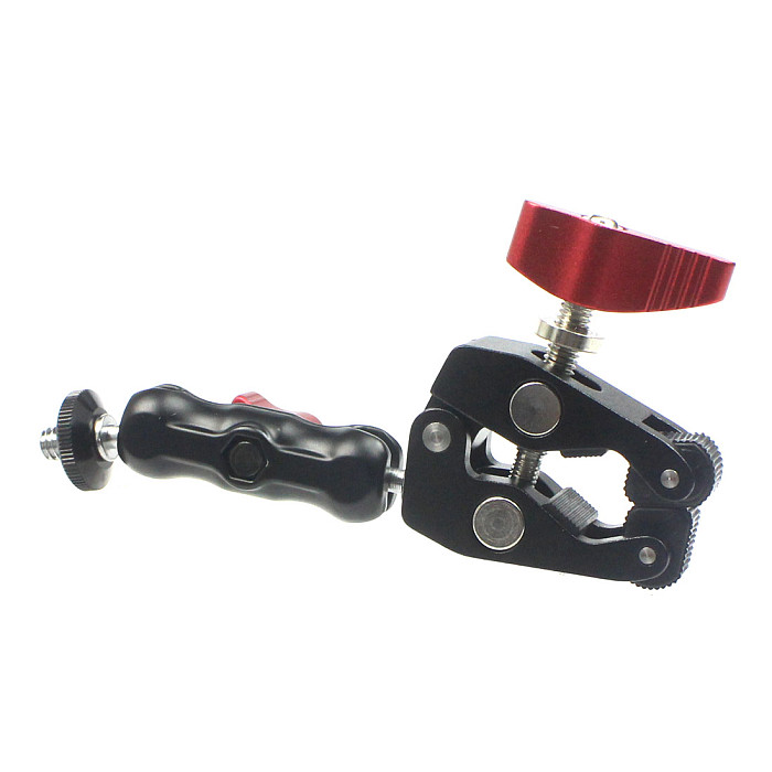BGNING Aluminum DSLR Camera Magic Arm Dual 1/4  Ball Head Mount Handlebar Super Clamp for Hotshoe Monitor Tripod Rig for Canon Nikon