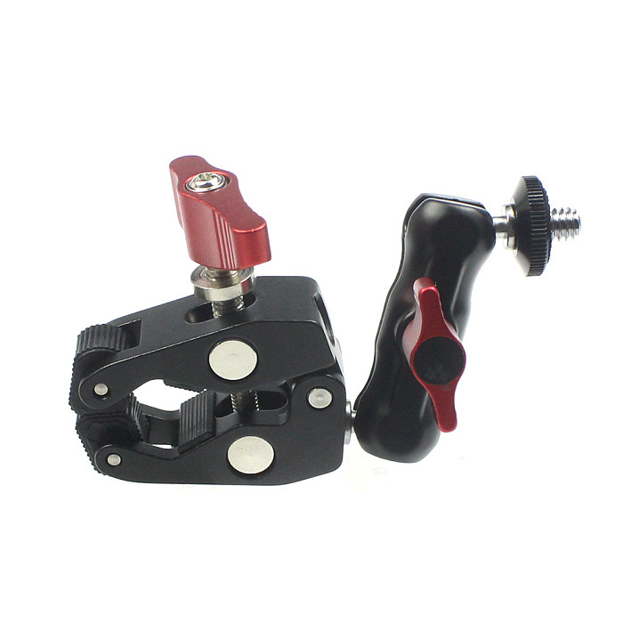 BGNING Aluminum DSLR Camera Magic Arm Dual 1/4  Ball Head Mount Handlebar Super Clamp for Hotshoe Monitor Tripod Rig for Canon Nikon