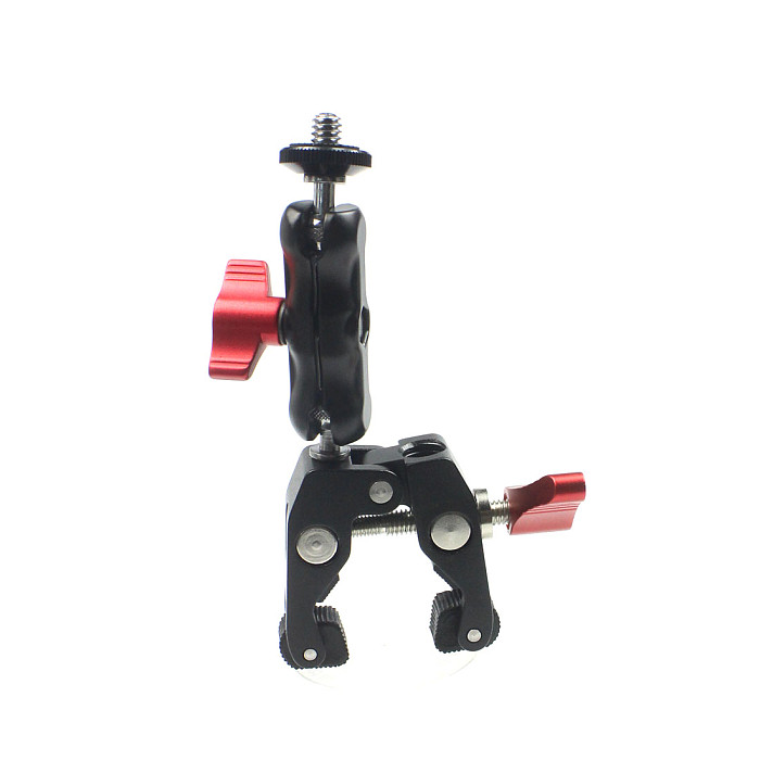 BGNING Aluminum DSLR Camera Magic Arm Dual 1/4  Ball Head Mount Handlebar Super Clamp for Hotshoe Monitor Tripod Rig for Canon Nikon