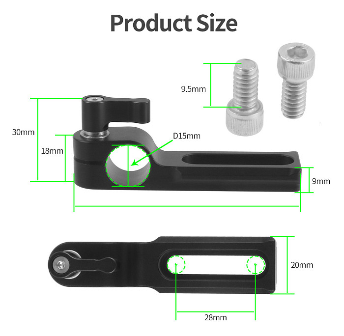 FEICHAO Standard Single Hole Rod Clamp, 15mm, with NATO Safety Rail, 1/4 Bolt, Quick Release, Universal for DSLR Camera Housing Rig, Top Handle