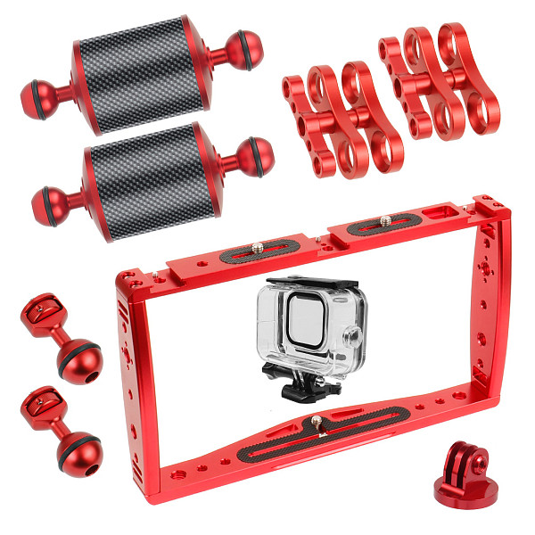 FEICHAO Dual Handle Phone Stabilizer Smartphone Grip Holder Video Cage Film for GoPro 9 8 5 Extension Lights Underwater Case