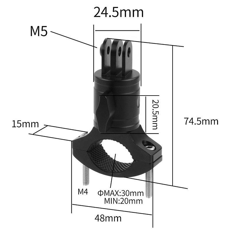 FEICHAO Bicycle Clip 360° Rotating Clamp Mountain Bike Camera Handlebar Three-slot Adapter Compatible with all Insta360 ONE R, Gopro9/8/MAX Gopro series, For GoPro13 /DJI Osmo Action, Xiaoyi