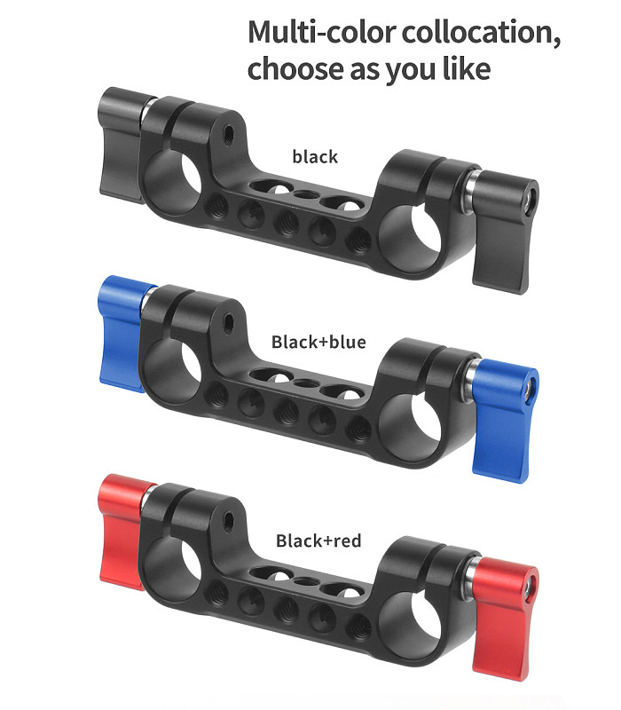 FEICHAO Universal 15mm Rail Lock Rod Clamp Double Hole Pipe Connector Knob for DSLR Camera Motherboard Shoulder Rail Bracket Kit