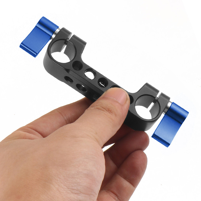 FEICHAO Universal 15mm Rail Lock Rod Clamp Double Hole Pipe Connector Knob for DSLR Camera Motherboard Shoulder Rail Bracket Kit