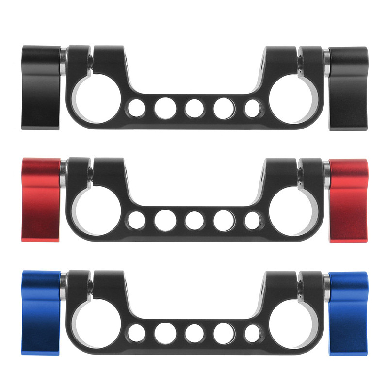 FEICHAO Universal 15mm Rail Lock Rod Clamp Double Hole Pipe Connector Knob for DSLR Camera Motherboard Shoulder Rail Bracket Kit