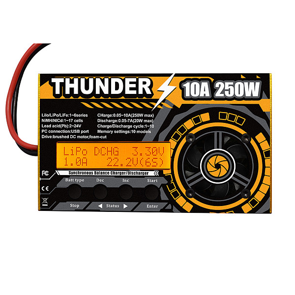 THUNDER 250W 10A DC Balance Charger Discharger for LiPo NiCd PB Battery