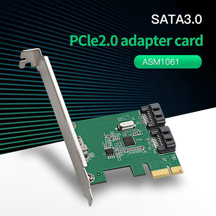 DIEWU ASM1061 Chip PCIe 2.0 x1 to 2 Port SATA3.0 Riser Card SATA III to PCI-E Adapter SATA3 6GBPS Expansion Card Converter Card