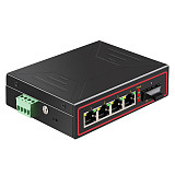DIEWU-TXE026 Ethernet Switch, 1 + 4 Port Industrial Metal Case, 10 / 100M, Rj45 Network Switch, Upgrade Built-in Signal and VLAN Switch