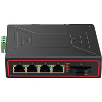 DIEWU-TXE026 Ethernet Switch, 1 + 4 Port Industrial Metal Case, 10 / 100M, Rj45 Network Switch, Upgrade Built-in Signal and VLAN Switch