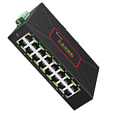 DIEWU-TXE027 Ethernet Switch, Metal Enclosure, 16 Ports, Industrial, 10 / 100Mbps, DIN, Rail Type, RJ45, DC12 ~ 58V Compatible