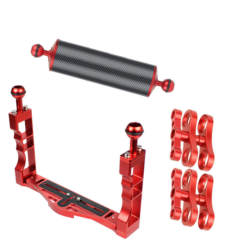 For GoPro13 BGNing Upgraded DSLR Underwater Triangle Tray Stabilizer Action Camera Diving Cage Rig Bracket Handgrip Buoyancy Float Arm Mount Combo