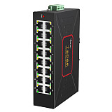 DIEWU-TXE027 Ethernet Switch, Metal Enclosure, 16 Ports, Industrial, 10 / 100Mbps, DIN, Rail Type, RJ45, DC12 ~ 58V Compatible