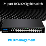 DIEWU Industrial Grade 24 Port 10/100Mbps+2 Port Gigabit+1xSFP RJ45 Network Switch VLAN Isolation WEB Managed Network Desktop Switch