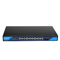 DIEWU 24xRJ45+2xSFP Port Gigabit Switch 10/100/1000Mbps Unmanaged Rack-mounted Network Monitoring Splitter Built-in Power Supply