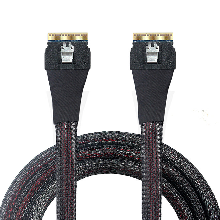 XT-XINTE 24Gbps Internal Mini SAS Cable Server Cable Slim SFF 8654 to SFF 8654 74 Pin Hard Disk Server Storage Array Computer Accessories