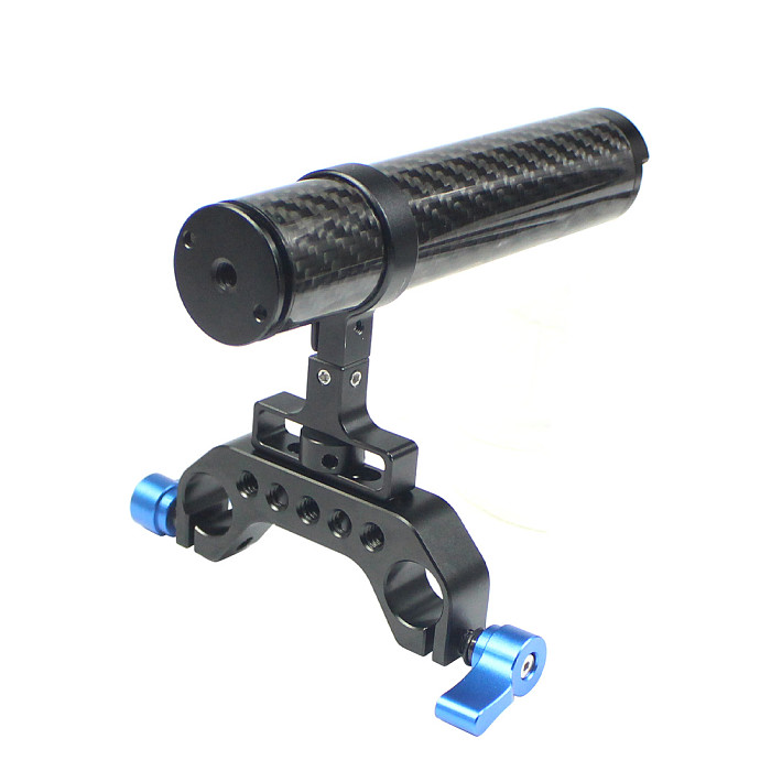 FEICHAO Handle Grip 90° Rotatable 100mm Carbon Fiber with 15mm Rail Dual Rod Clamp for DSLR Camera