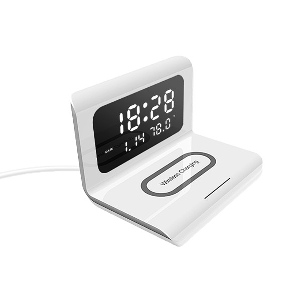 3 In 1 LED Electric Alarm Clock With Phone Charger Wireless Desktop Digital Thermometer Clock HD Mirror Mobile Phone Accessories