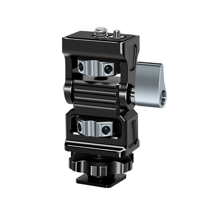 Feichao Universal SLR Cameras Tripod Head Lockable Cold Shoe Mount 360degree Rotation with 1/4 Screws Arri Hole Base Monitor Bracket