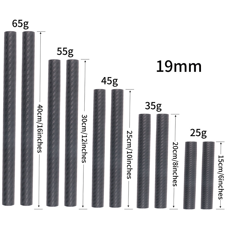 BGNING2x 15mm / 19mm Carbon Fiber Rod 6 /8 /10 /12 /16  Inch Tubes for DSLR Rail Support System Rig Follow Focus Photography Accessory