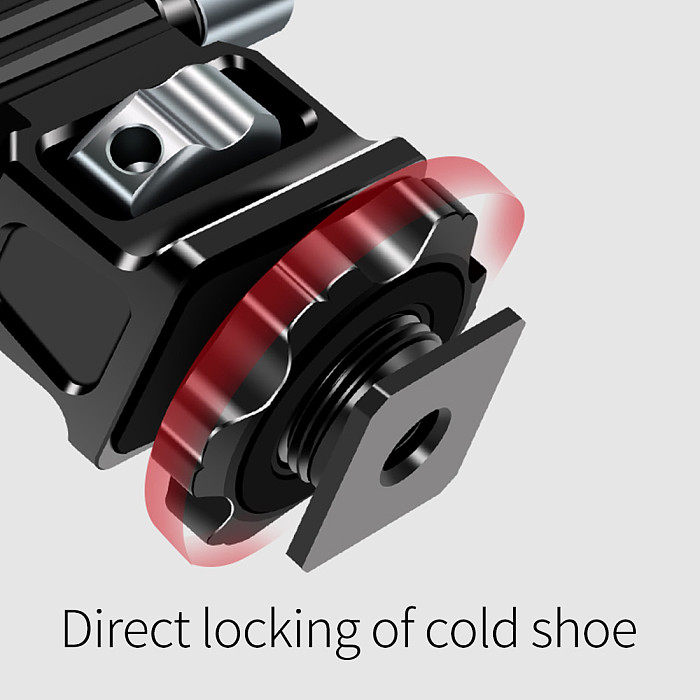 Feichao Universal SLR Cameras Tripod Head Lockable Cold Shoe Mount 360degree Rotation with 1/4 Screws Arri Hole Base Monitor Bracket