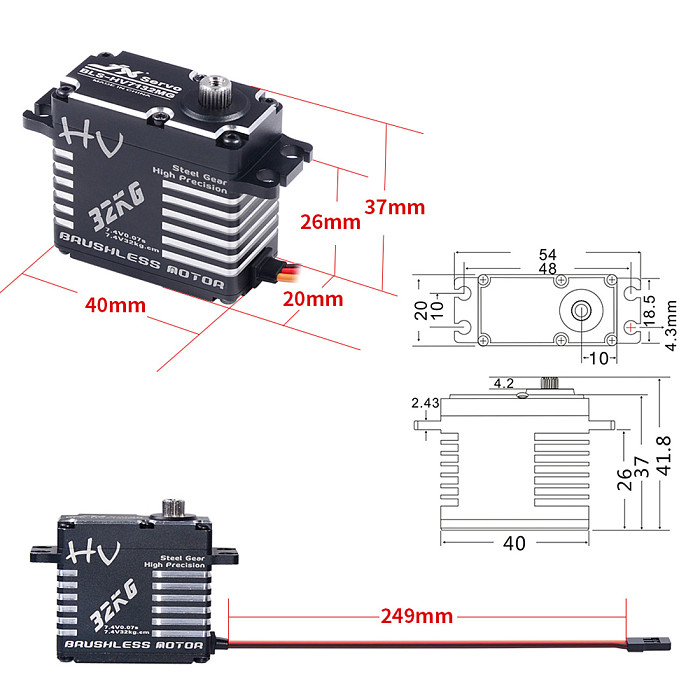 JX Servo BLS-HV7132MG 32KG 7.4V 0.07sec Steel Gear High Precision Digital Brushless For RC Car Robot Airplane Drone