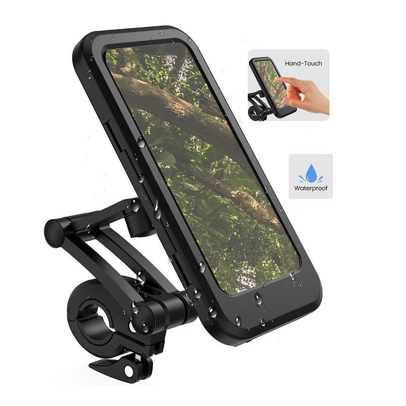 QWINOUT 360° Rotatable Waterproof Bicycle Phone Holder Bike Motorcycle Handlebar Mobile Phone Stand Cell Phone Support Mount Bracket