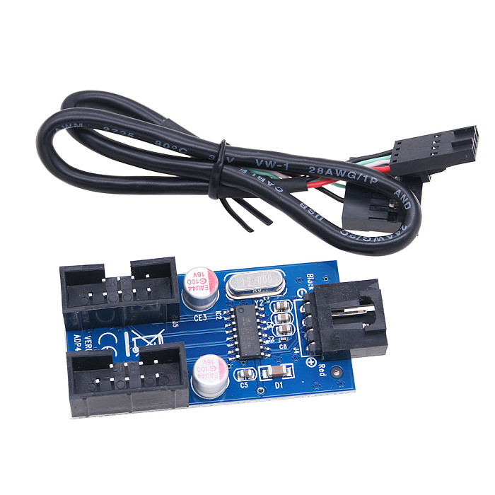 XT-XINTE Motherboard USB 9Pin Interface Header Splitter 1 To 2/1 To 4 Female Extension Splitter Cable 9-Pin USB HUB Connectors