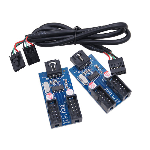XT-XINTE Motherboard USB 9Pin Interface Header Splitter 1 To 2/1 To 4 Female Extension Splitter Cable 9-Pin USB HUB Connectors