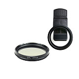 FEICHAO 37MM Mobile Phone Filter Clip Large Hole Metal Thread Wide-Angle Mobile Phone Lens Clip With 4-Line Star Light /UV /CPL Filter