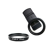 FEICHAO 37MM Mobile Phone Filter Clip Large Hole Metal Thread Wide-Angle Mobile Phone Lens Clip With 4-Line Star Light /UV /CPL Filter