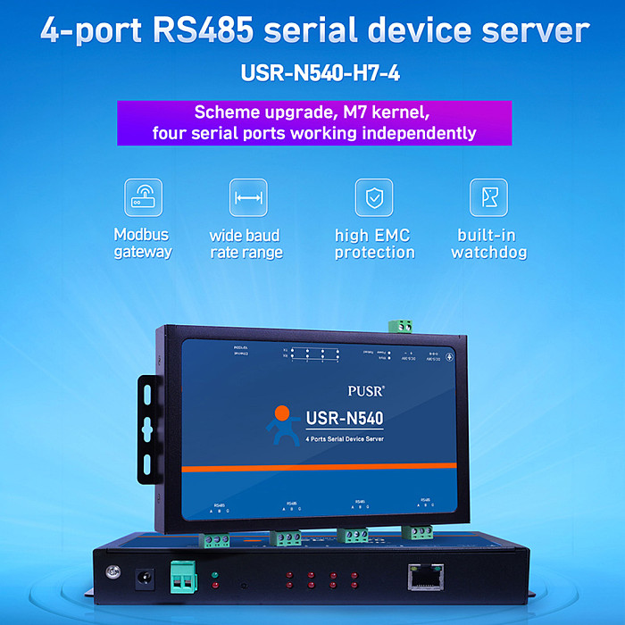 New USR-N540 H7 Version 4 Ports RS485 to Ethernet Converter with Modbus RTU Serial to IP Network RJ45 TCP IP Industrial Module