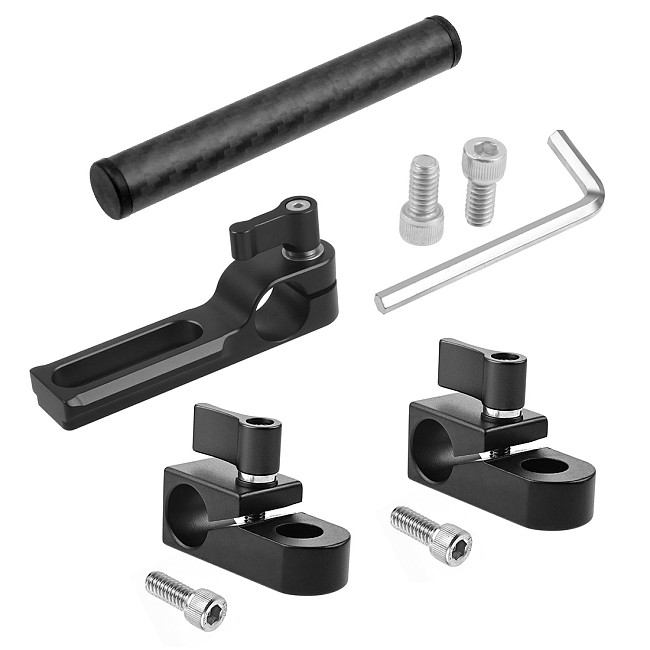 Universal SLR Camera Standard Single 15mm Rod Clamp NATO Safety Rail &1/4 -20 Screws Mount For DSLR Cage Rig Follow Focus System