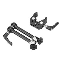 BGNING Super Crab Clamp With 9.8  Articulating Magic Arm 1/4 -20 3/8 Screws For DSLR Shoe Mount Microphone 15mm Rod Rail Monitor Flash