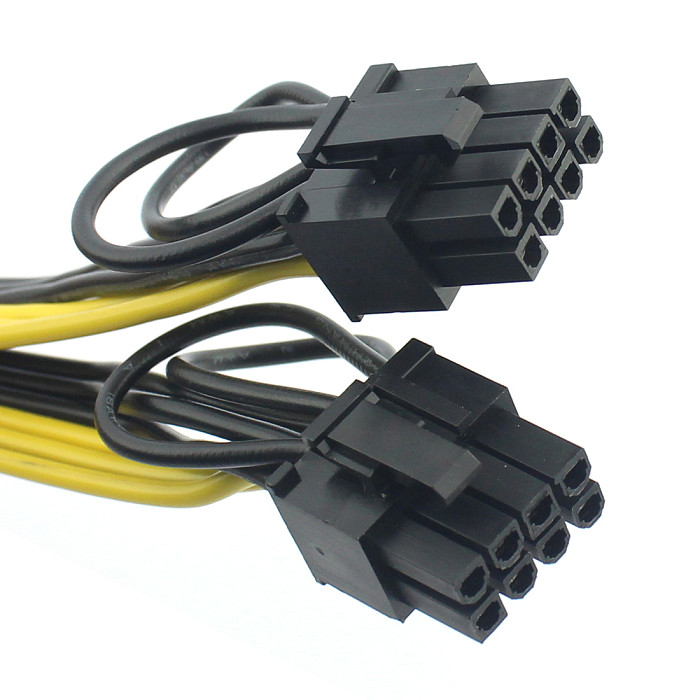 XT-XINTE 10x PCI-E PCIE 6Pin to Dual 8Pin 6+2Pin Adapter Cable Graphics GPU Video Power Cable Module Splitter Wire 16AWG for Miner Mining