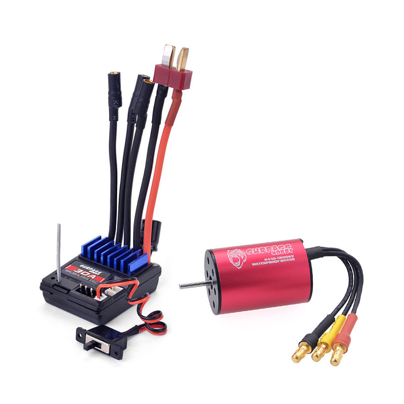 Surpass Hobby RC 2.4G CH2 Transmitter /w Receiver + Waterproof  2240 2435 2440 2845  Brushless Motor +2 in 1 Esc Comb Set for RC Car Boat