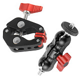 BGNING Aluminum Alloy Mobile Phone SLRBGNING  Camera Monitor Flash Bracket Magic Arm Universal Dual Ball Head 75MM with Large Crab Claw Clamp