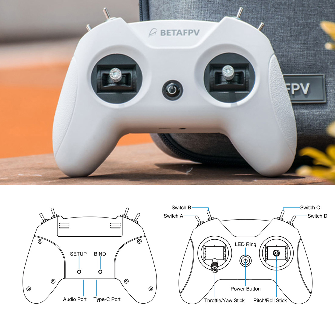 BETAFPV Literadio 2 SE Transmitter Left Throttle Frsky D16 RC Remote  Controller with FPV Simulator Function for FPV Racing Drone