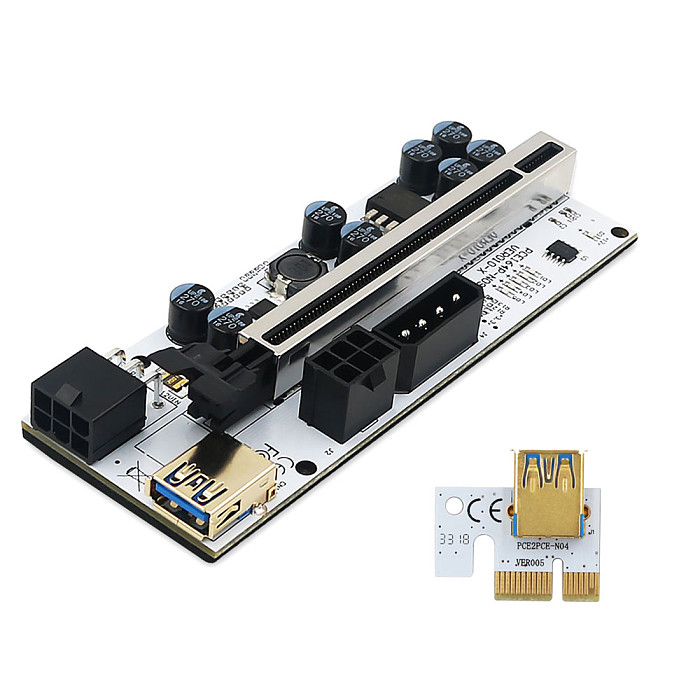 XT-XINTE New Version 010-X PCIE Riser 1x To 16x Graphic Extension With Flash LED For Bitcoin GPU Mining Powered Riser Adapter Card