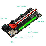 XT-XINTE New Ver12 pro PCIE Riser 1x to 16x Graphic Extension with 3528 colorful flash LED for Bitcoin GPU Mining Powered Riser Adapter Card