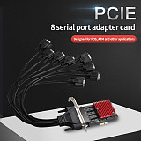 DIEWU 8 Port PCIE to DB9 RS232 Serial Port to PCIE Riser Card Serial Controller Card PCI-E Express Extension Card Converter Adapter