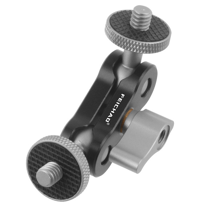 FEICHAO Mini Size Double Ballhead Magic Arm 1/4 inch Screw CNC for SLR Camera Tripod LED Video Light Microphone Field Monitor Load 1.5kg