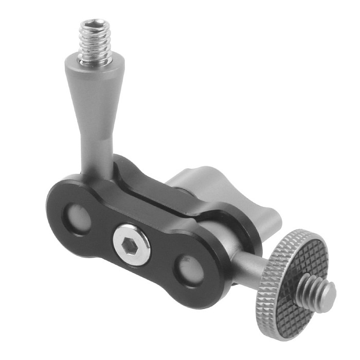 FEICHAO Mini Size Double Ballhead Magic Arm 1/4 inch Screw CNC for SLR Camera Tripod LED Video Light Microphone Field Monitor Load 1.5kg