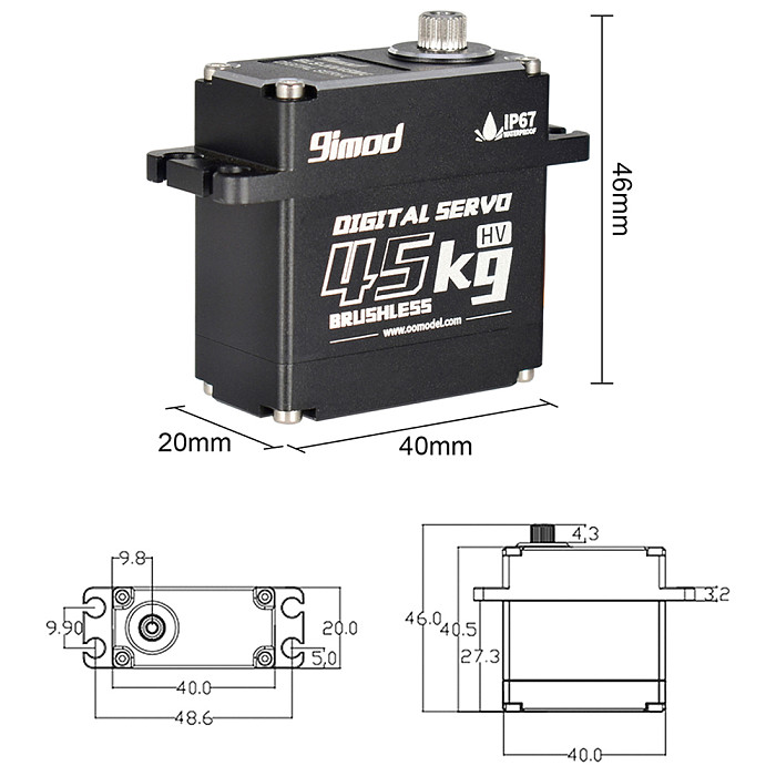 9imod Waterproof Brushless Servo 45KG 35KG 25KG 180 Degree Aluminum Digital Servo Metal Gear for RC Car Robot Boat RC Model RC Car