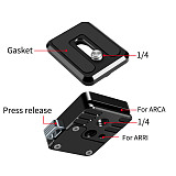 FEICHAO 38mm Quick Lock Plate Arca 1/4inch Screw Hole Quick Release Base for DSLR Cameras Stabilizer Tripod Microphone Monitor