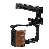 BGNING Metal Camera Cage With Wood Handle 1/4 3/8 Tripod for Sony ZV-E10 Video Shooting Accessories with Cold Shoe Mount Microphone Light Extension For DJI GOPRO SLR Sports Cameras