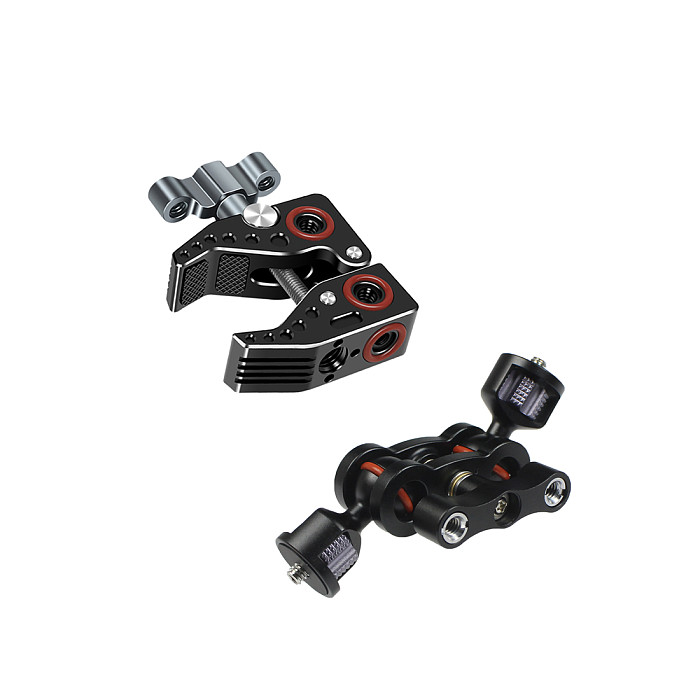 BGNING Upgraded Articulating Magic Arm  SLR Camera Crab Claw Clip Double 1/4 Ball Head Adapter Crab Clamp 3/8 Mounting Light Field Monitor Camera Stand Bracket