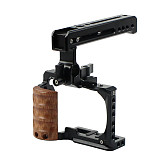 BGNING Metal Camera Cage With Wood Handle 1/4 3/8 Tripod for Sony ZV-E10 Video Shooting Accessories with Cold Shoe Mount Microphone Light Extension For DJI GOPRO SLR Sports Cameras