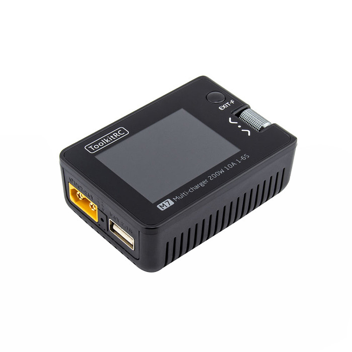 ToolkitRC M7 200W 10A DC Balance Charger Discharger for 1-6S Lipo Battery with With Voltage Servo Checker ESC Tester Receiver Signal Tester Quick Charger Function