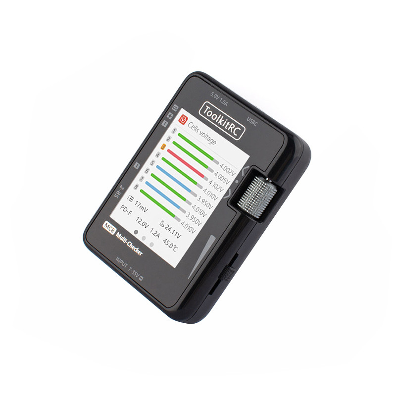 ToolkitRC MC8 Battery Checker LCD Display Digital Battery Capacity Checker Battery Balancer for lipos, ESC Servo Tester Tool